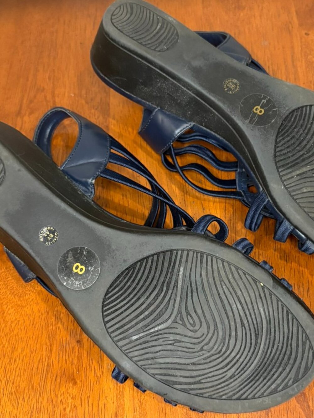 East 5th Women's Reno Strappy 1.5" Wedge Sling-back Sandals, Navy Blue size 8 - Picture 4 of 4